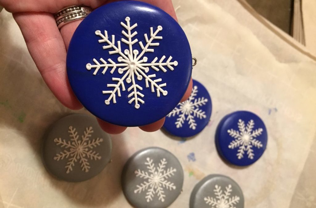 Blue and Silver Clay Snowflakes