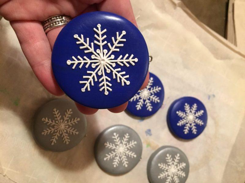 Blue and Silver Clay Snowflakes